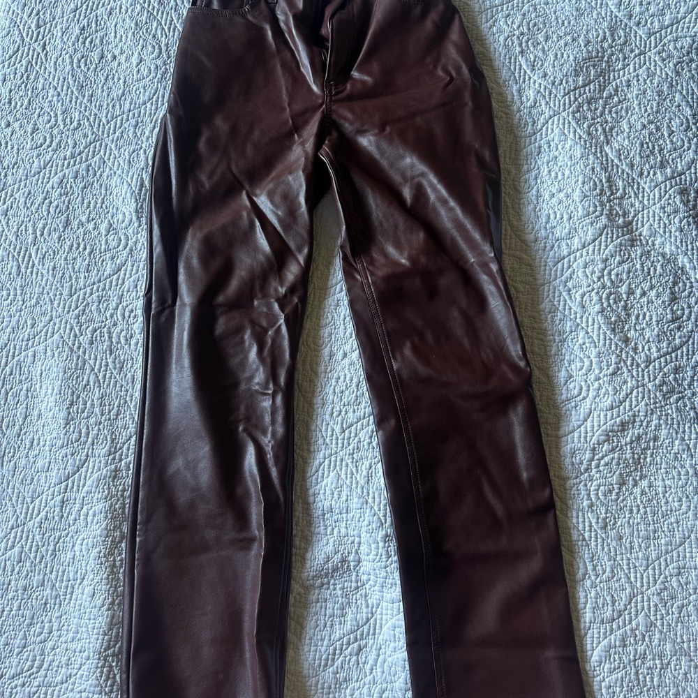 Abercrombie & Fitch Maroon Faux Leather Pants